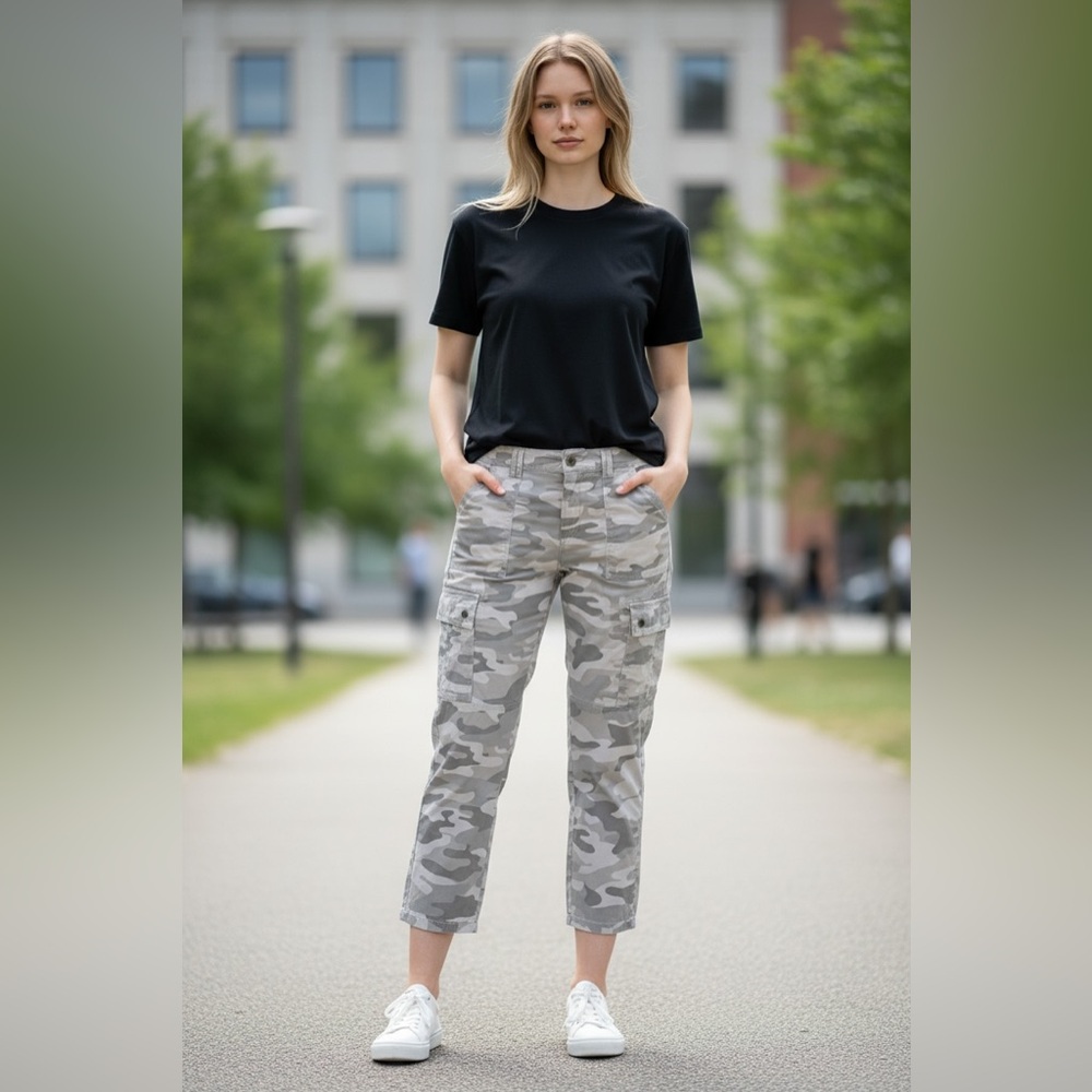 Democracy Gray Camo Cropped Cargo Pants - Picture 4 of 8